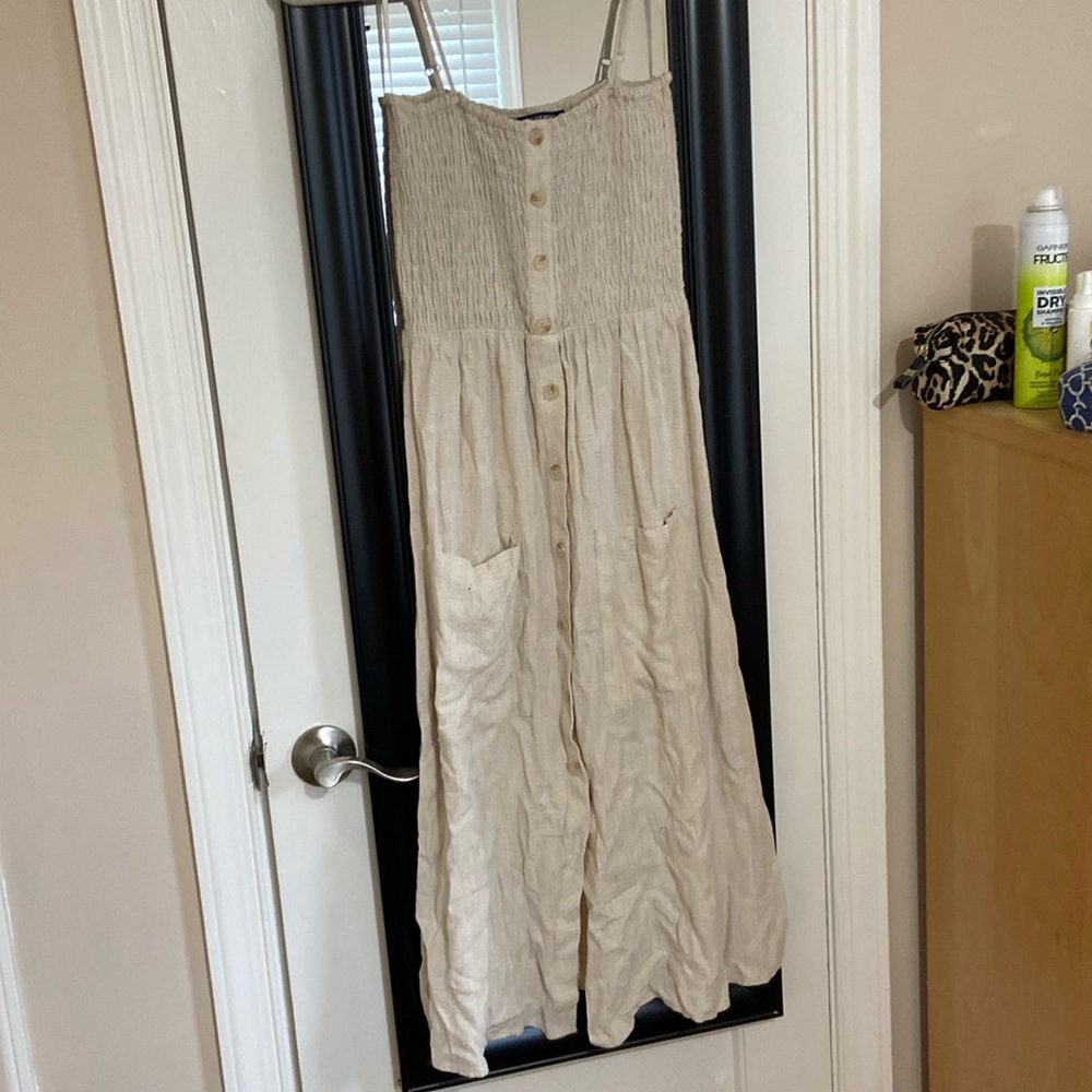 Pocket front linen dress